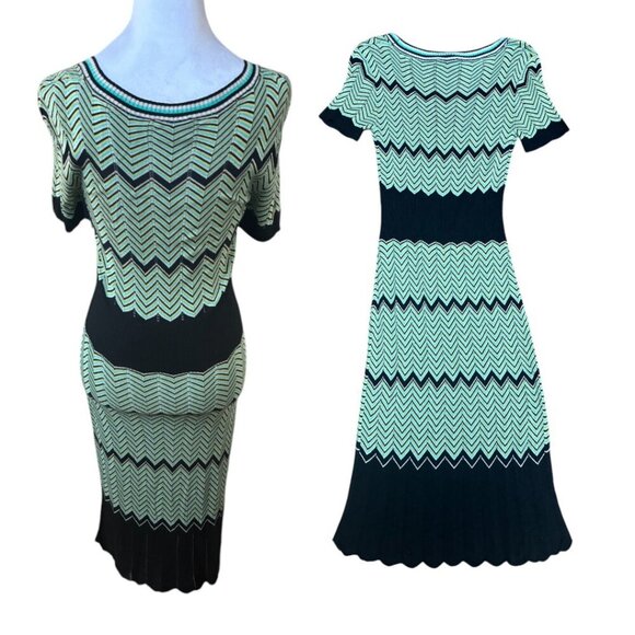 Y2K 2000'S DRESS MAX & CLEO STRIPED KNIT MIDI  S/M - Picture 4 of 6